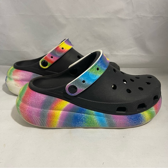 CROCS | Rainbow Wedge Platform Slip On Clog Size W10 M8 - Picture 1 of 10